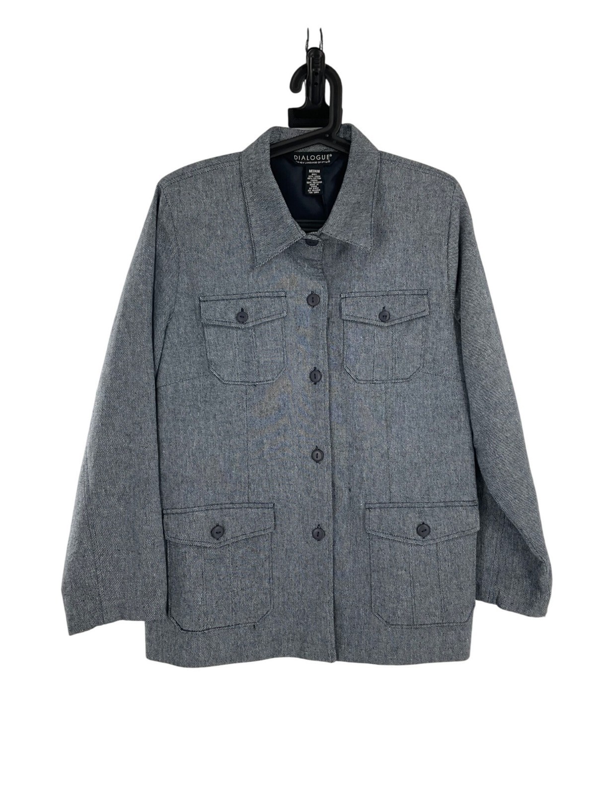 Dialogue Medium Gray Button-Front Jacket blazer P… - image 1