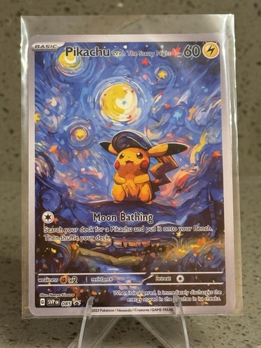 Pikachu with The Starry Night Van Gogh Collectible FAN ART Card
