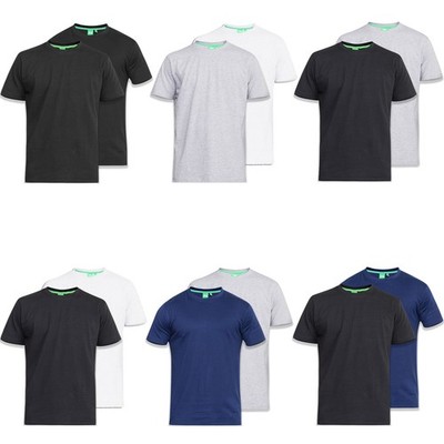 Duke D555 Herren King Size Big Tall 2er Pack Baumwolle Rundhalsausschnitt T-Shirt Tee Top