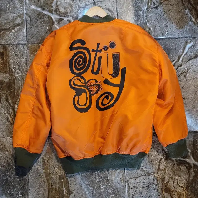 Stussy Reversible Bomber Jacket, Khaki/Orange, Lightly Used thumbnail 7