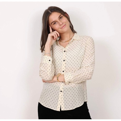Weekend Max Mara Silk Blouse Women US 8 Cream Navy Star Print Button Down Top