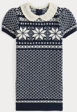 Polo Ralph Lauren Girls Snowflake Wool-Cotton Sweater Dress Size 8