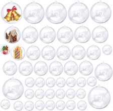 40PCS Clear Plastic Ornaments for Crafts Four Size Fillable Christmas
