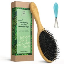 Natural Boar Bristle Hair Brush for Women, Men, Kids; Dry and Wet Detangling Hai