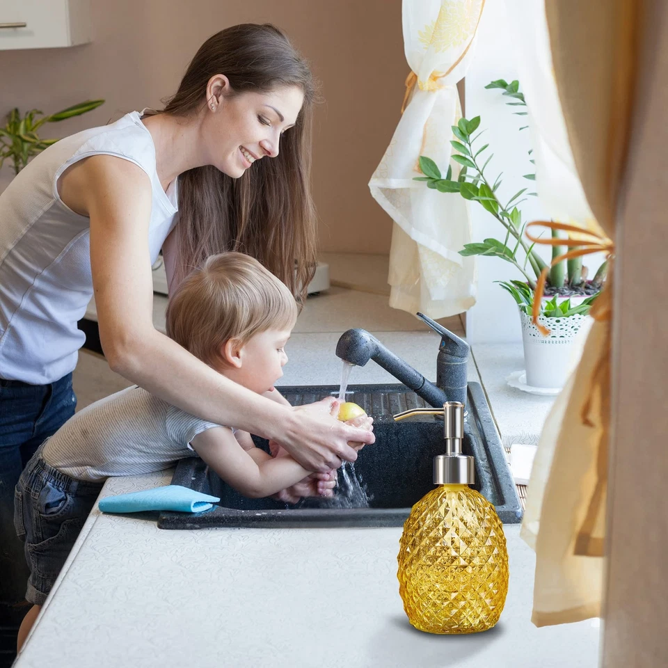 Dispensador de Jabón de Vidrio con Bomba de Acero Inoxidable, Jabón para Plato Transparente 12oz/Jabón de Manos... Foto 4 de 4