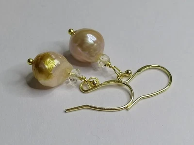 24ct gold vermeil 925 Sterling  Cultured Freshwater Kasumi Pearl earrings 459 - Image 1 of 4