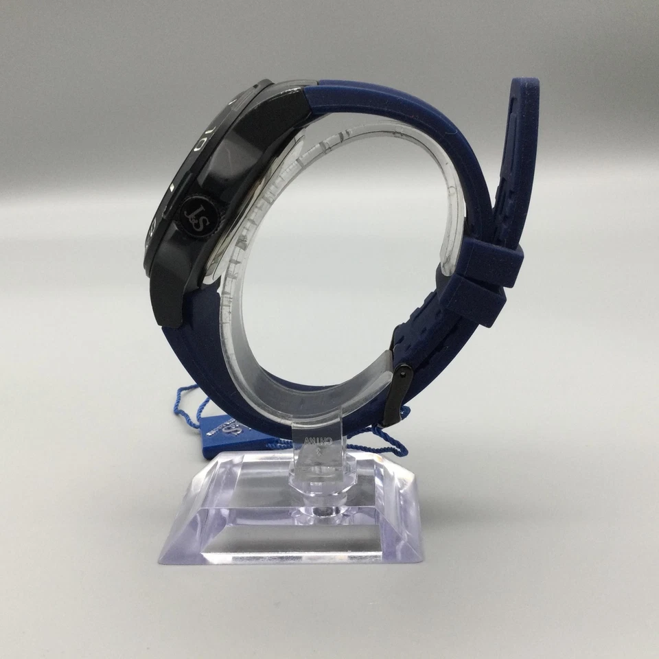 Relógio masculino Joshua & Sons 48mm data 3 ATM pulseira de silicone azul esporte JX-148BU - Imagem 3 de 4