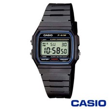 Casio Class Digital Watch F91 Water Splush F91 Look with Resin Strap in Black