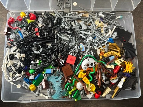LEGO Minifigure Accessories Weapons Tiles Bulk Mixed Parts ~6.5oz
