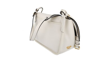 PRADA Leather Corsaire Saddle Shoulder Bag Handbag 1BD109 White
