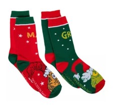 The Grinch  Max Crew Socks - 2 pairs - Sock Youth Size 9-11. Shoe Size 5-8 NEW