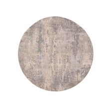 4'x4' Moonquake Gray Wool and Silk Hand Knotted Abstract Design Round Rug R75349