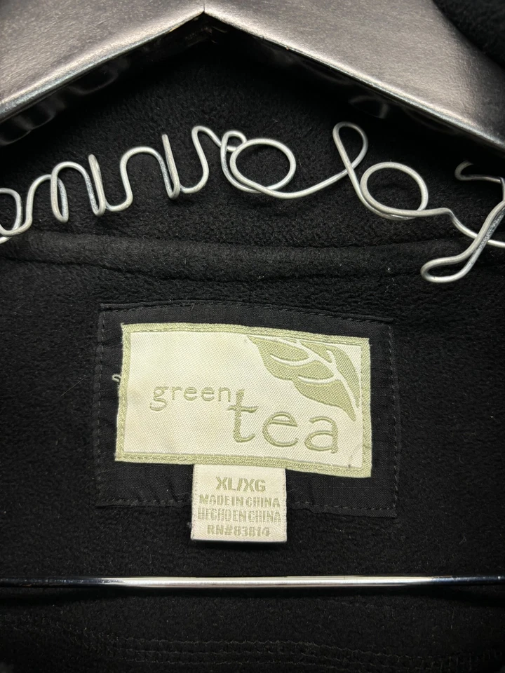 Chaqueta de forro polar Green Tea Charcoal Abrigo negro con cremallera completa Bolsillos con cremallera Talla XL para mujer Foto 2 de 4