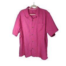 Tommy Bahama Silk Shirt Mens XL Pink Jacquard