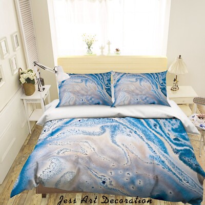 3D Texture Blue White Quilt Cover Set Bedding Sets Pillowcases 64