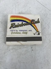 VINTAGE/ RARE Unstruck Matches Rainbow Club Gardena, California 