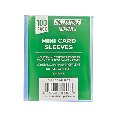 2 3/8'' x 3 1/4'' Mini Card Soft Sleeves for Mini Cards or Stickers - 100 Pack