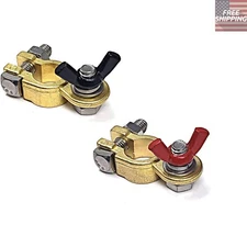 Marine Grade Brass Battery Terminals - Top Post Connector Pair for Boats and RVs