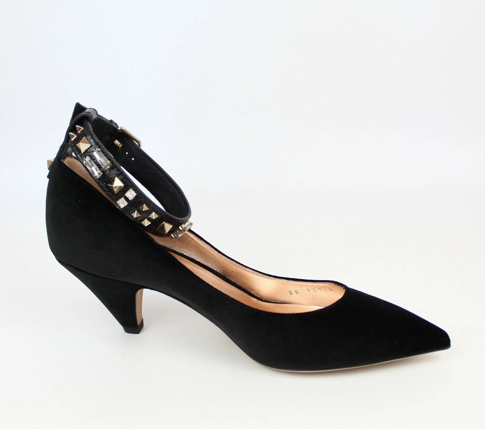 NUOVE décolleté con cinturino in velluto borchiate Valentino Garavani nere EUR38 5 $1045