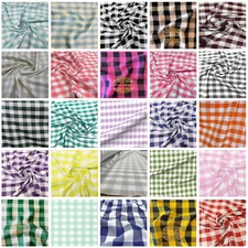 60" Wide Checkered Gingham Buffalo Check Polyester Poplin Fabric - 1"x1" Checks