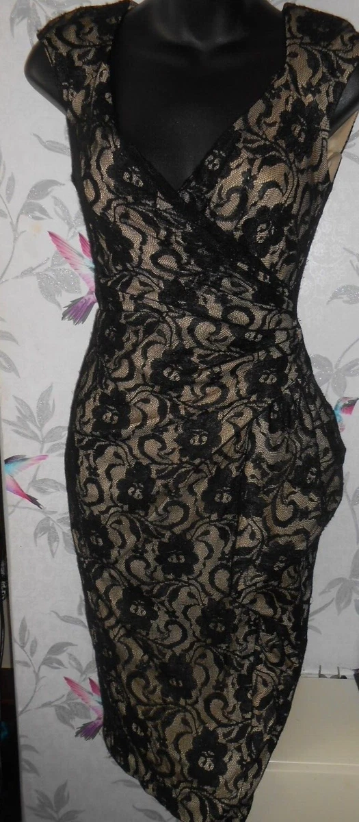 Debenhams Debut Ladies Lined Lace Dress Size 8 Black Christmas party | eBay