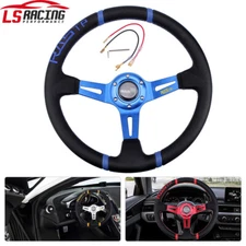 Blue 14" Aluminum RASTP Deep Dish Drifting Sport Steering Wheel Racing Car US