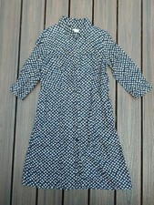 Hobbs 100% Linen Indigo/Beige Floral A Line Shirt Dress • Work Casual • 10