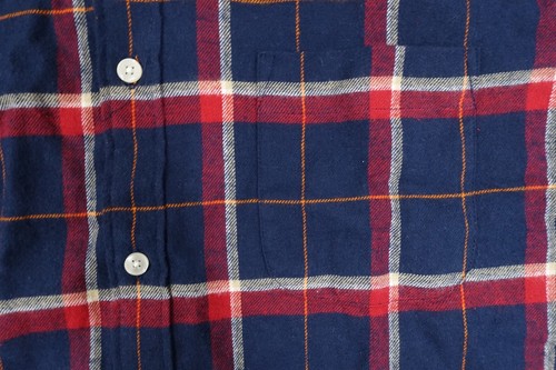 CLUB ROOM PLAID WINDOWPANE NAVY BLUE RED LARGE FLANNEL BUTTON FRONT SHIRT NEW - Picture 5 of 9