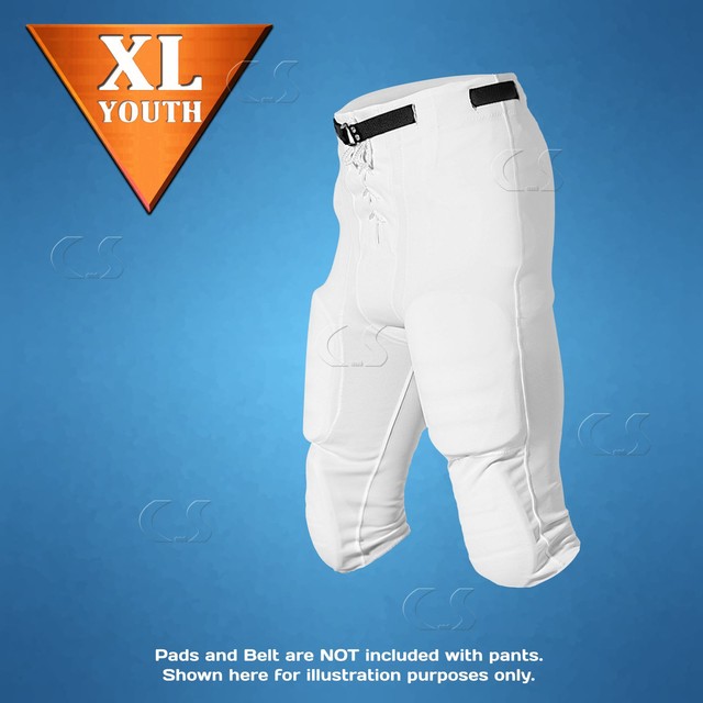 Youth Slotted White Football Pants 13oz Polyester Padless Alleson