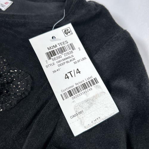 EPIC THREADS Girls 4T Black Fleece Long Sleeve Pullover Top Soft Heart Warm NWT - Picture 3 of 7