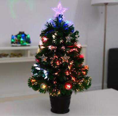 Christmas Concepts  2 Fuß grüner Glasfaserbaum - schwarzer Sockel mit Sternen & Kugeln