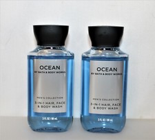 Bath  Body Works Men's Ocean 3-IN-1 Hair, Face  Body Wash Travel Set X2