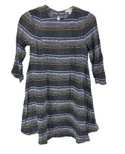 H&M Womens Dress A Line Black Multicolor Striped Polka Dot 3/4 Sleeve Sz 2 A28