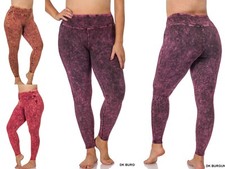 1X 2X 3X Women's Mineral Washed Wide Waistband Cotton Full Length Yoga Legging