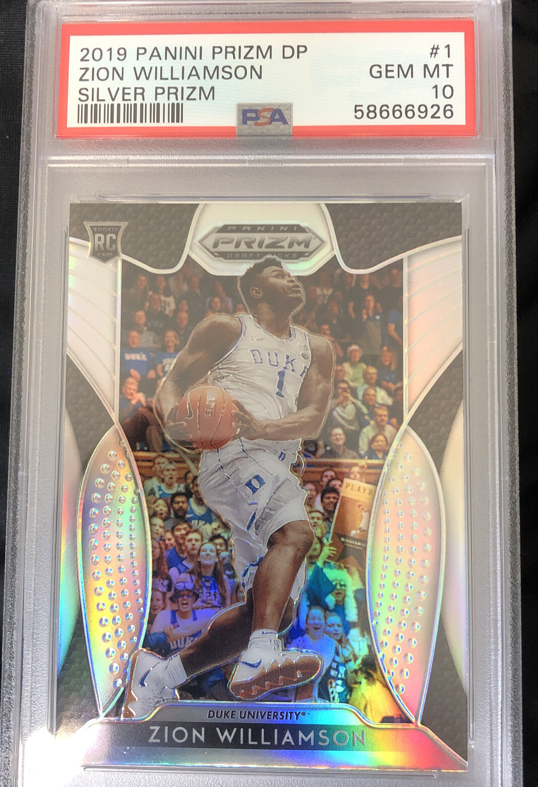 2019 Panini Prizm ZION WILLIAMSON ROOKIE Silver Prizm #1 -PSA 10 Gem Mint!-