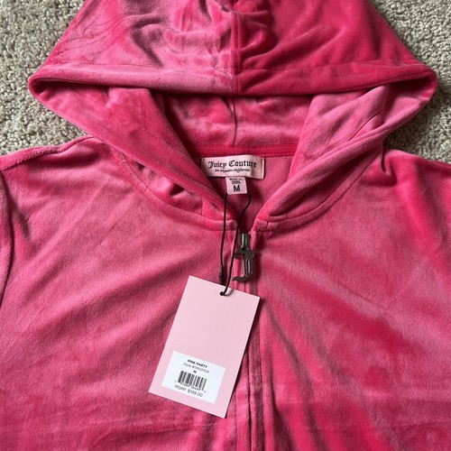 Neu Juicy Couture Velour Bling Trainingsanzug Hoodie & Hose in Rosa Party Gr. M - Bild 3 von 8