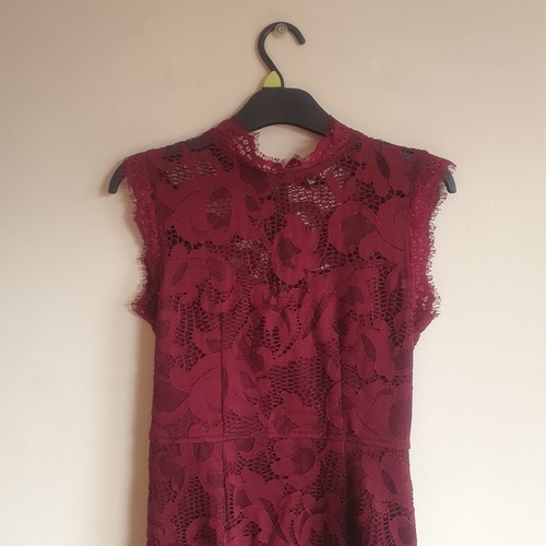 Womens Blue Vanilla Burgundy Red Dress Lace Party Wedding Size UK8 EU36 NEW - Picture 9 of 23