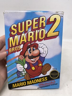 SUPER MARIO BROS. 2 MARIO MADNESS NINTENDO NES BOX AND GAME 