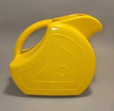Vtg 60s Yellow Watering Can Plastic Pitcher Round Kitschy Jug Original