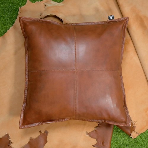 Genuine Leather Pillow Cover Decorative Throw Case for Living Room & Bedroom - Picture 6 of 6