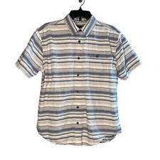 Grizzly Mountain Button Up Shirt Men's Large Short Sleeve Blue Stripes