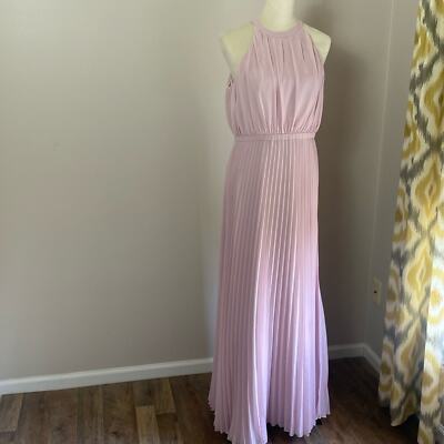 Chi Chi London High Neck Pleated Maxi Evening Dress in Blush Pink Size 8 |  eBay