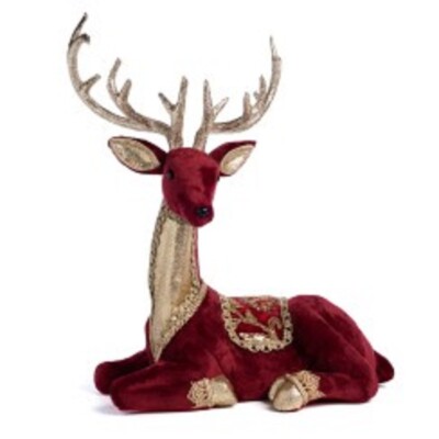 Goodwill  Weihnacht ´s  Hirsch liegend Barock Gurgunder rot / Gold 54 cm