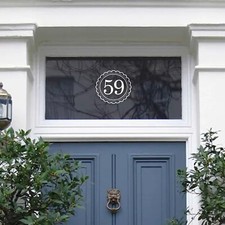 Victorian Wreath House Number Vinyl Sticker Window Transom Front Door Fanlight