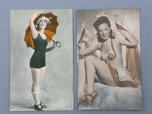 c 1930 Penny ARCADE CARD Bathing Suit PIN UP GIRLS Earl Carrolls Vanities