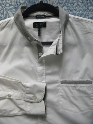 AJ Armani Jeans Men White Shirts Sz: L (Tag: XXL) Pit to Pit in