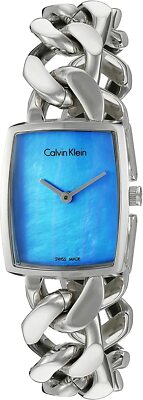 Calvin Klein K5D2M12N Silver Tone Blue MOP Dial Swiss Made Women's Fashion Watch