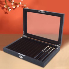 Pen Storage Box Fountain Pen Display Case Organizer With Key Gift 12 Slots Wood