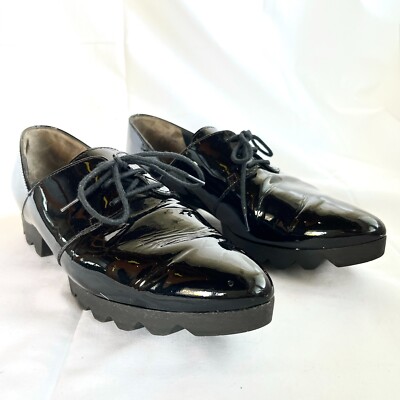 Paul Green Patent Leather Oxfords Womens Sz Creeper Wedge Platform  Lace-Up