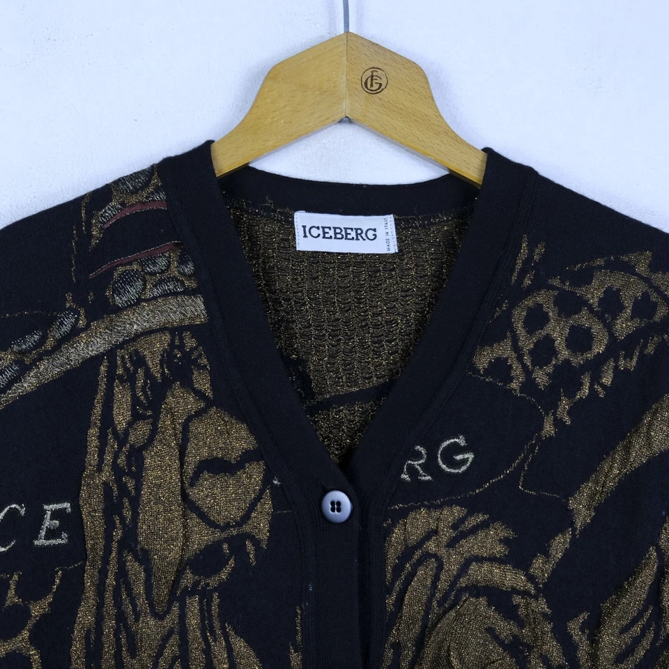 Cardigan Iceberg Taglia 42 Donna Lana Marrone Logo Classico Maglione Cane - Imagen 2 de 4